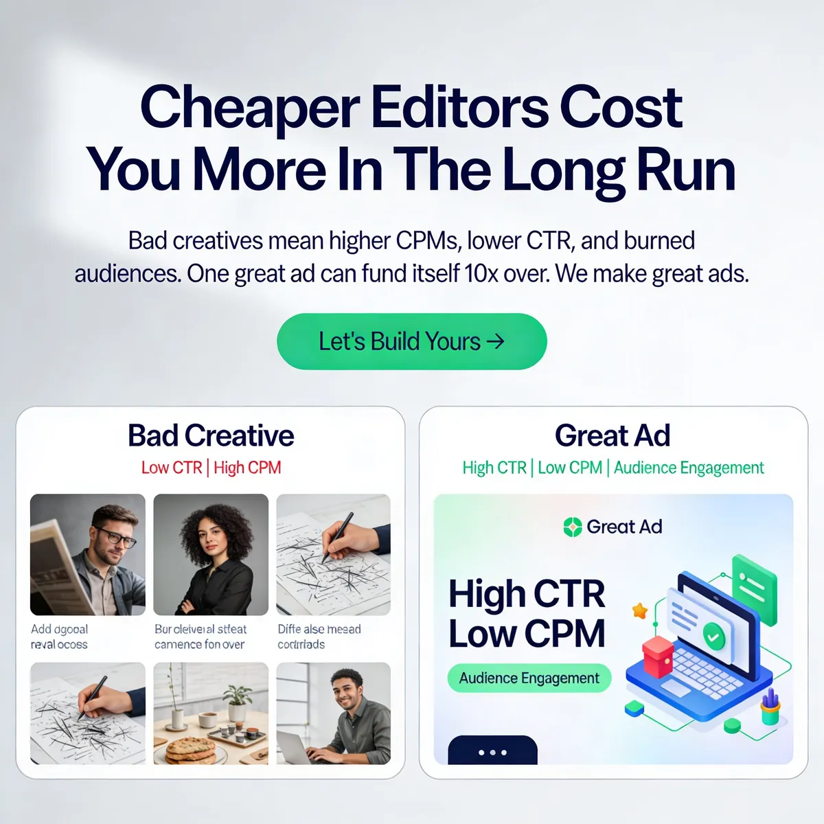 Cheaper Editors Cost You More In The Long Run. — KillerCreatives Facebook & TikTok video ad creative #1